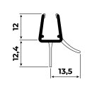 Schleiflippendichtung | Schwarz | 6-8 mm Glasstärke | 250 cm Lang