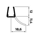 Wanddichtung / Streifdichtung, lange Lippe | 6 - 8 mm Glasstärke | 200 cm Länge