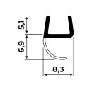 Mitteldichtung 135 ° Winkel | 6 - 8 mm (V2) Glasstärke | 200 - 250 cm Länge  | kurzer Glaseinstand